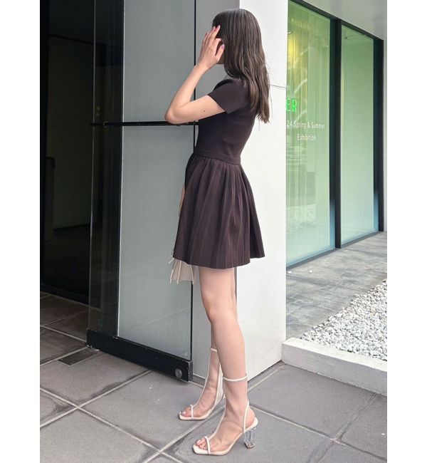 MERCURYDUO「襟付きミニニットワンピース」|ワンピース|