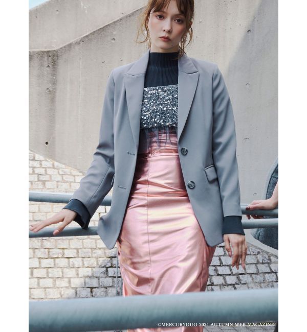 MERCURYDUO「スパンコールビスチェセットニットワンピース」|ワンピース|