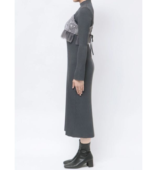 MERCURYDUO「スパンコールビスチェセットニットワンピース」|ワンピース|