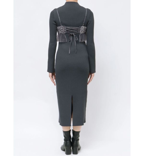 MERCURYDUO「スパンコールビスチェセットニットワンピース」|ワンピース|