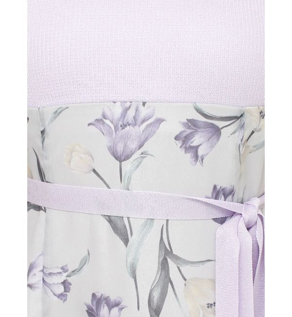 MERCURYDUO「シアーノースリニット花柄ドッキングワンピース」|ワンピース|