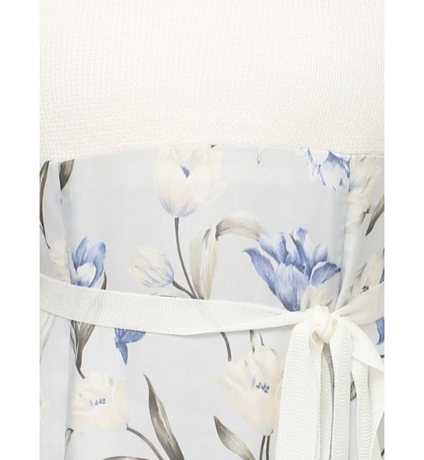 MERCURYDUO「シアーノースリニット花柄ドッキングワンピース」|ワンピース|