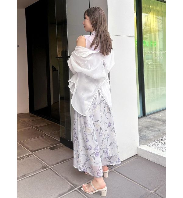 MERCURYDUO「シアーノースリニット花柄ドッキングワンピース」|ワンピース|