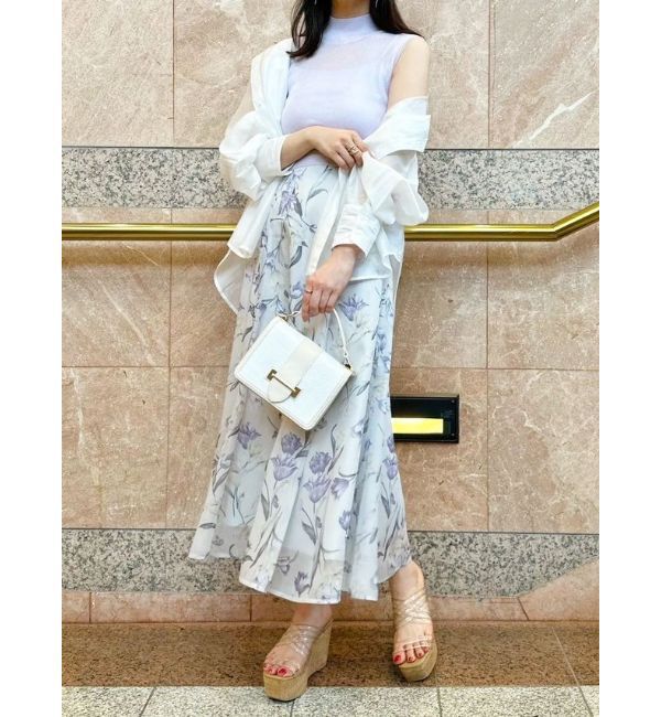 MERCURYDUO「シアーノースリニット花柄ドッキングワンピース」|ワンピース|