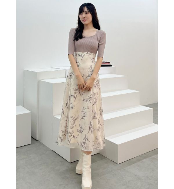 MERCURYDUO「ボレロレイヤード風ニットドッキングワンピース」|ワンピース|