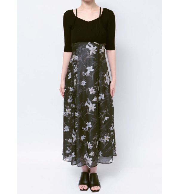 MERCURYDUO「ボレロレイヤード風ニットドッキングワンピース」|ワンピース|