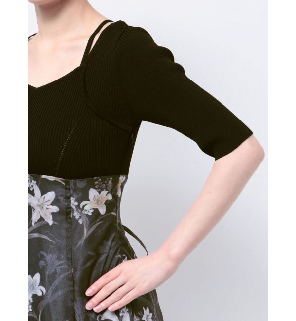 MERCURYDUO「ボレロレイヤード風ニットドッキングワンピース」|ワンピース|