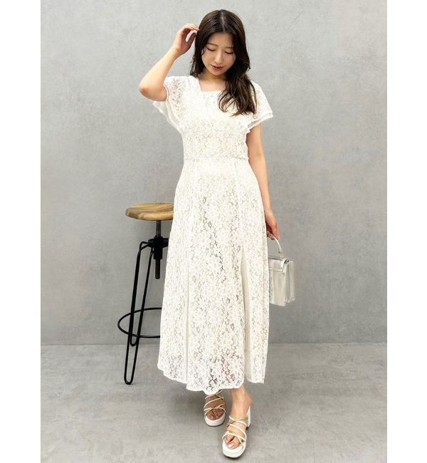 MERCURYDUO「異素材切替ラッフルレースワンピース」|ワンピース|