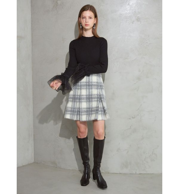 MERCURYDUO「異素材フレアスリーブニット」|ニット・セーター|