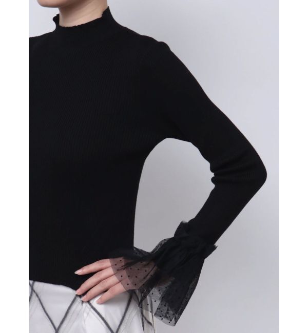 MERCURYDUO「異素材フレアスリーブニット」|ニット・セーター|