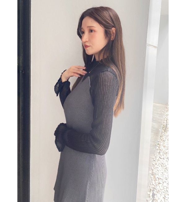 MERCURYDUO「レイヤード風ドッキングミドルニットワンピース」|ワンピース|