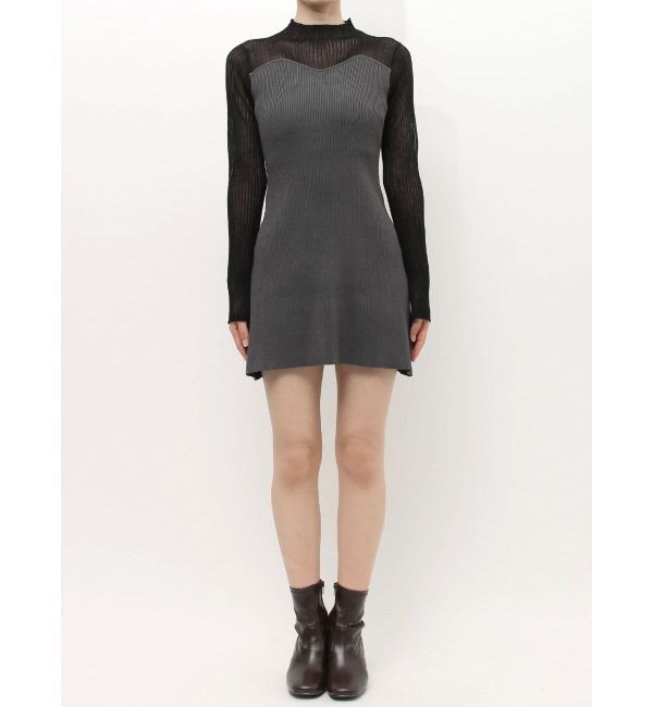 MERCURYDUO「レイヤード風ドッキングミドルニットワンピース」|ワンピース|