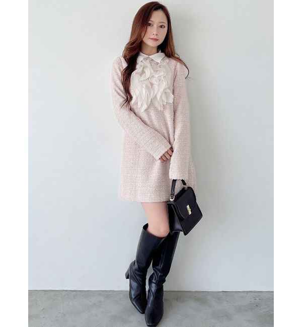 MERCURYDUO「襟付きフロントフリルミニワンピース」|ワンピース|