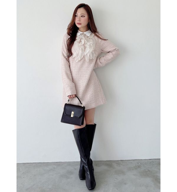 MERCURYDUO「襟付きフロントフリルミニワンピース」|ワンピース|