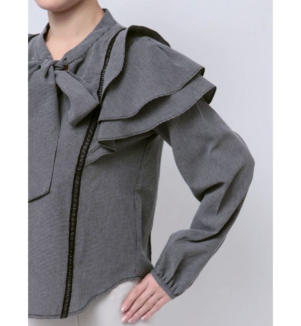 MERCURYDUO「2WAYオープンラッフルショルダーロングスリーブブラウス」|シャツ・ブラウス|