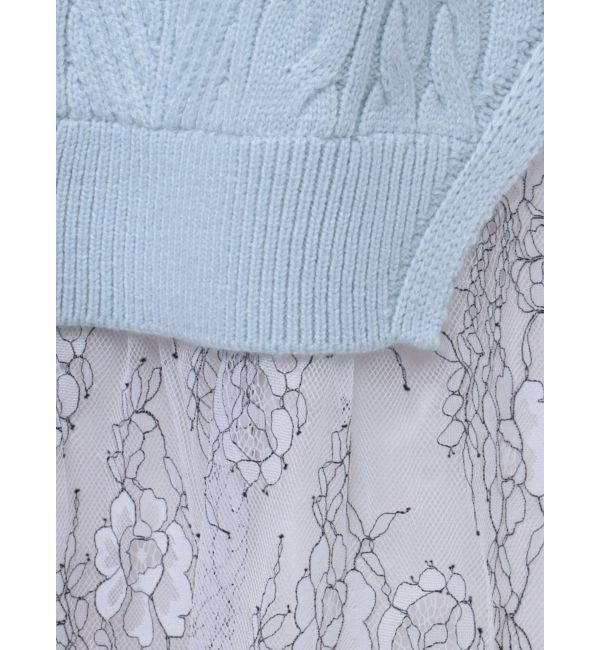 MERCURYDUO「レースドッキングケーブルニットワンピース」|ワンピース|