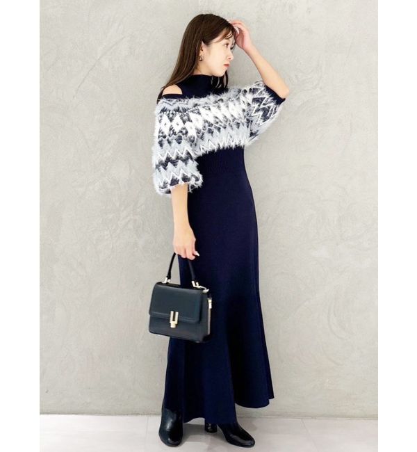 MERCURYDUO「ノルディックジャカードドッキングニットワンピース」|ワンピース|