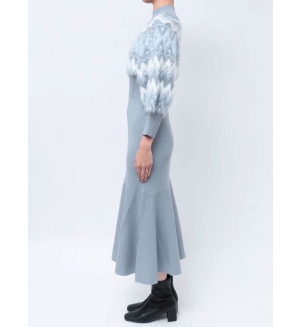 MERCURYDUO「ノルディックジャカードドッキングニットワンピース」|ワンピース|