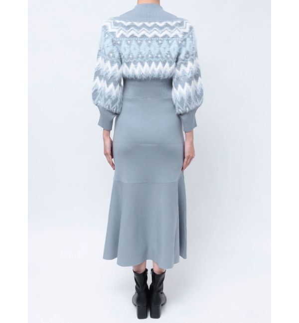 MERCURYDUO「ノルディックジャカードドッキングニットワンピース」|ワンピース|