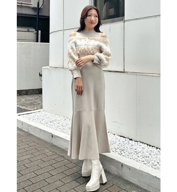 MERCURYDUO「ノルディックジャカードドッキングニットワンピース」|ワンピース|