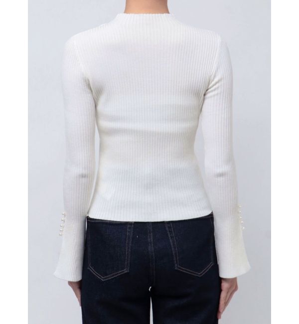 MERCURYDUO「パール付きフレアスリーブリブニット」|ニット・セーター|