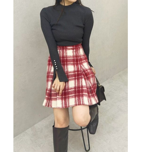 MERCURYDUO「パール付きフレアスリーブリブニット」|ニット・セーター|