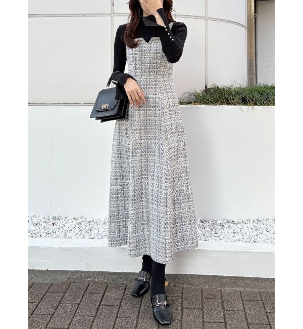 MERCURYDUO「パール付きフレアスリーブリブニット」|ニット・セーター|