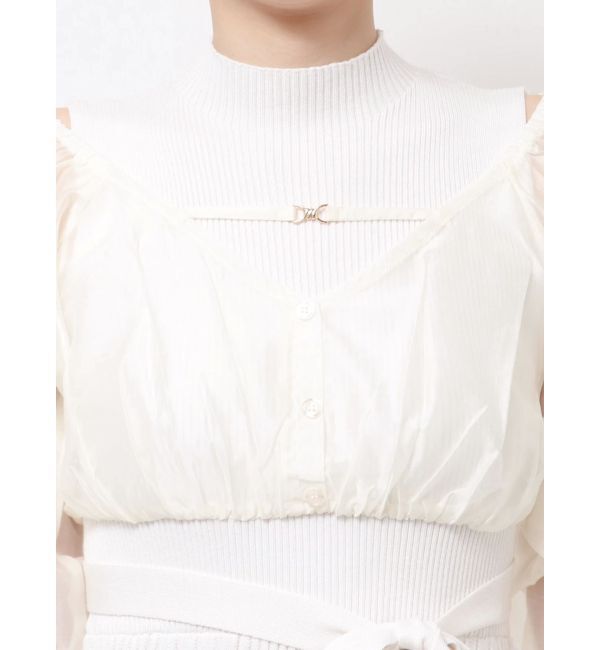 MERCURYDUO「シャツドッキングフレアニットワンピース」|ワンピース|