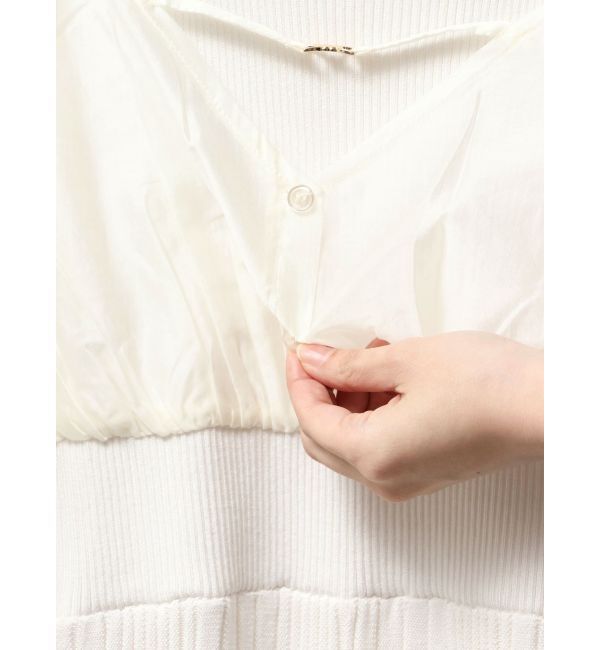 MERCURYDUO「シャツドッキングフレアニットワンピース」|ワンピース|