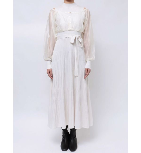 MERCURYDUO「シャツドッキングフレアニットワンピース」|ワンピース|