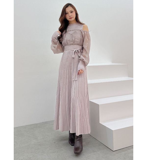 MERCURYDUO「シャツドッキングフレアニットワンピース」|ワンピース|