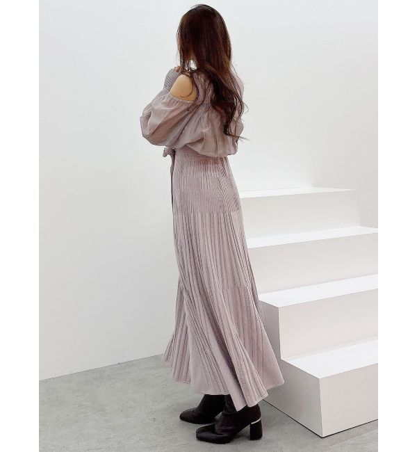 MERCURYDUO「シャツドッキングフレアニットワンピース」|ワンピース|