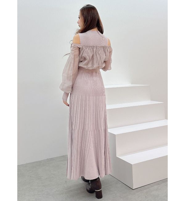 MERCURYDUO「シャツドッキングフレアニットワンピース」|ワンピース|