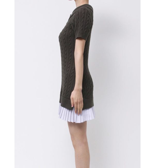 MERCURYDUO「異素材プリーツドッキングポロニットミニワンピース」|ワンピース|