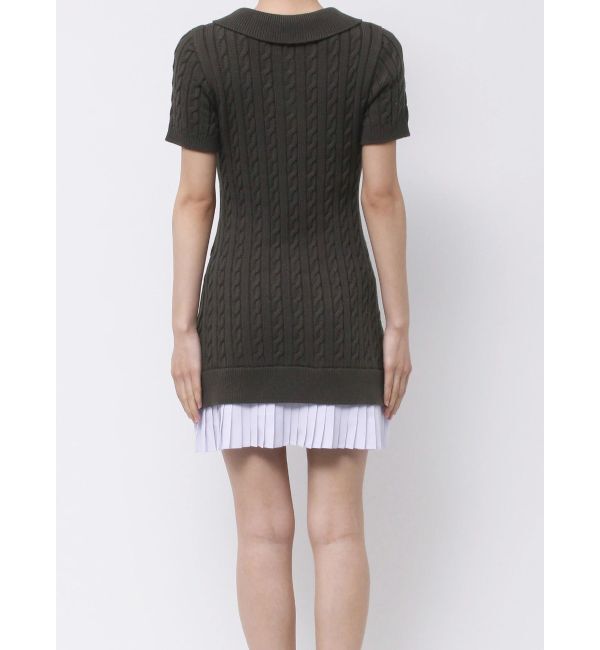 MERCURYDUO「異素材プリーツドッキングポロニットミニワンピース」|ワンピース|