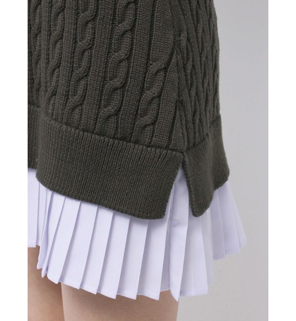 MERCURYDUO「異素材プリーツドッキングポロニットミニワンピース」|ワンピース|