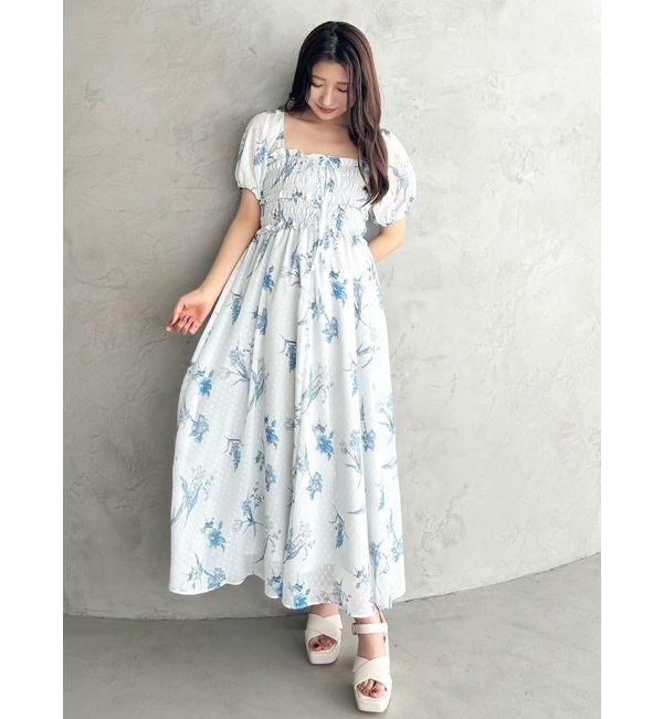 MERCURYDUO「ボタニカルフラワー2WAYシャーリングワンピース」|ワンピース|