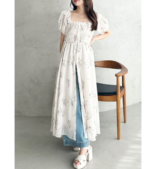 MERCURYDUO「ボタニカルフラワー2WAYシャーリングワンピース」|ワンピース|アイボリー