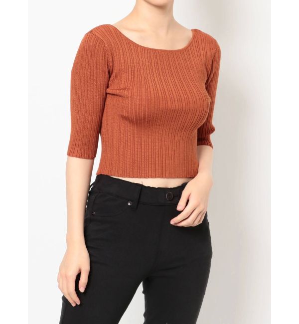 MURUA「ディープバックオープンデザインニット」|ニット・セーター|オレンジ