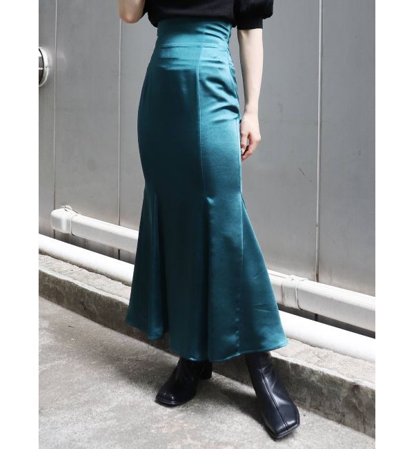 MURUA「サテンマーメイドスカート」|スカート|グリーン