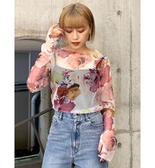 MURUA「ペイントチュールトップス【WEB限定】」|Tシャツ・カットソー|