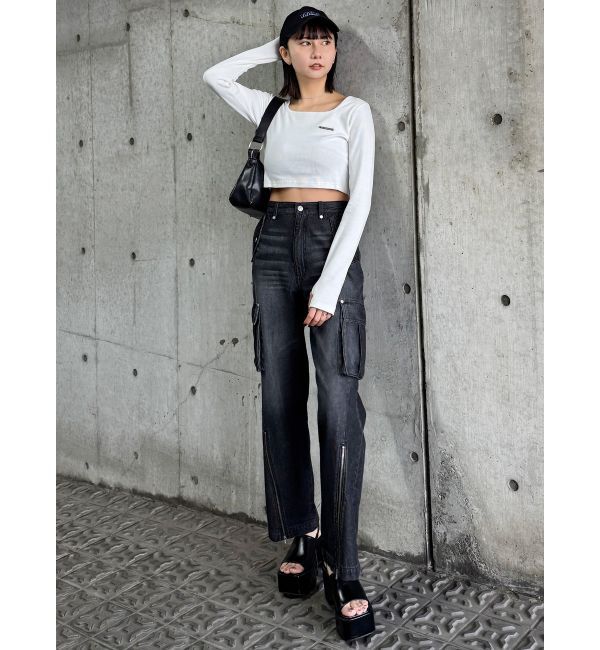 MURUA「プレートクロップドトップス」|Tシャツ・カットソー|