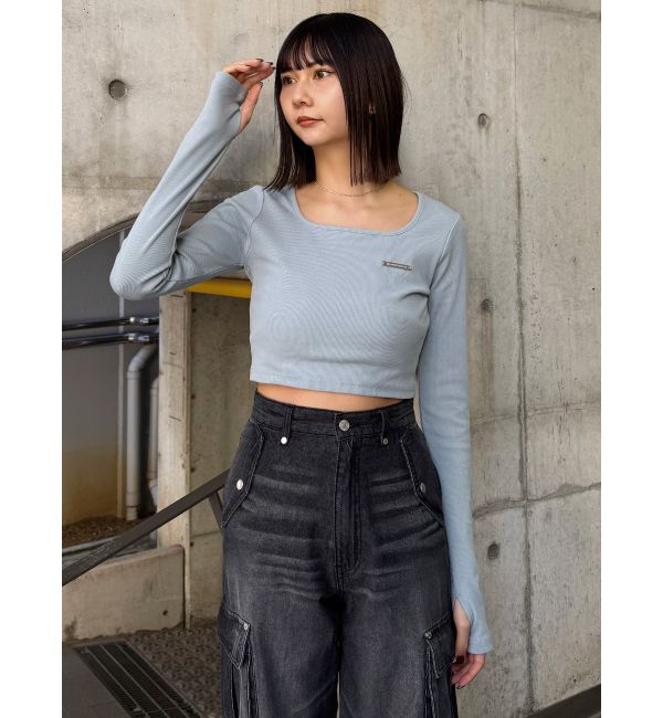 MURUA「プレートクロップドトップス」|Tシャツ・カットソー|