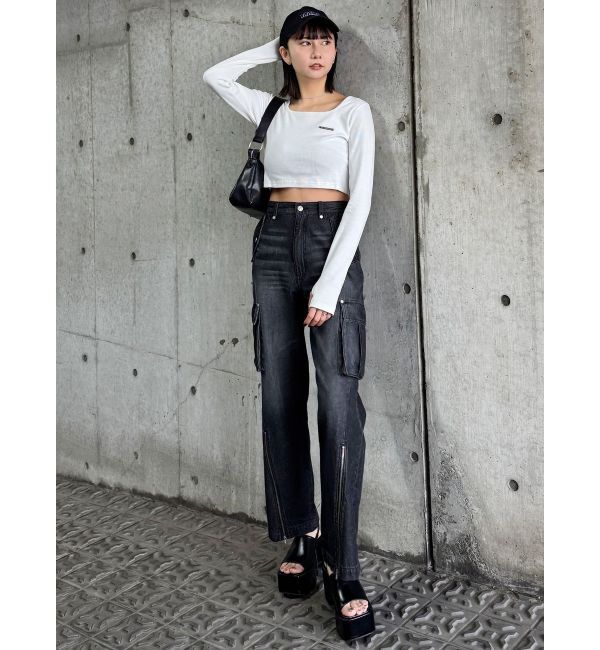 MURUA「プレートクロップドトップス」|Tシャツ・カットソー|