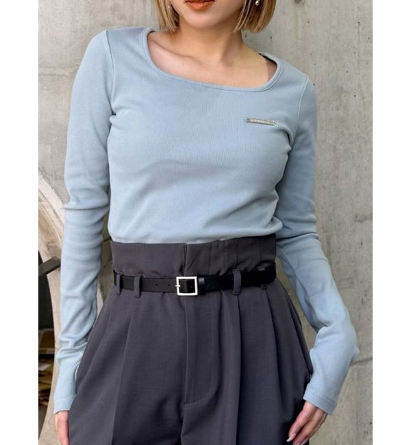 MURUA「プレートクロップドトップス」|Tシャツ・カットソー|ブルー