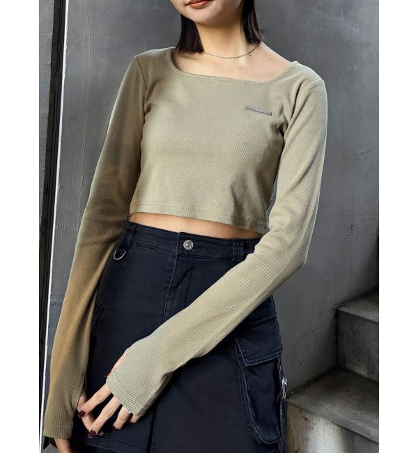 MURUA「プレートクロップドトップス」|Tシャツ・カットソー|カーキ