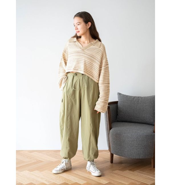 Ungrid「ナイロン混ミリタリールーズパンツ」|カーゴ|