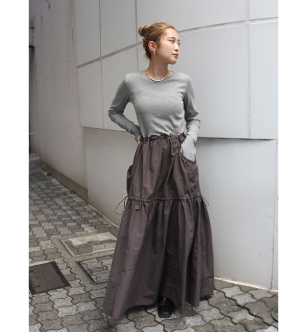 Ungrid「ドッキングギャザーワンピース」|ワンピース|チャコールグレー