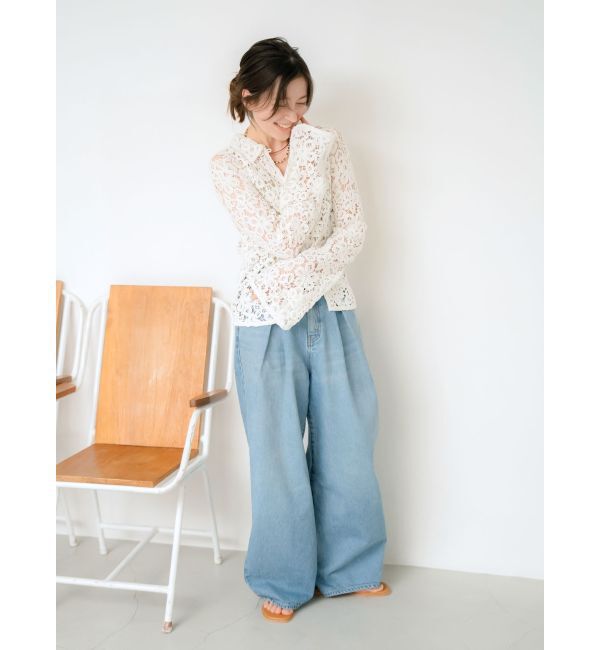 Ungrid「ウエストタックカーブデニム」|デニム|