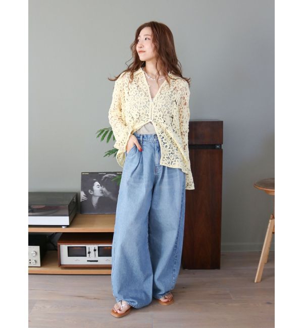 Ungrid「ウエストタックカーブデニム」|デニム|